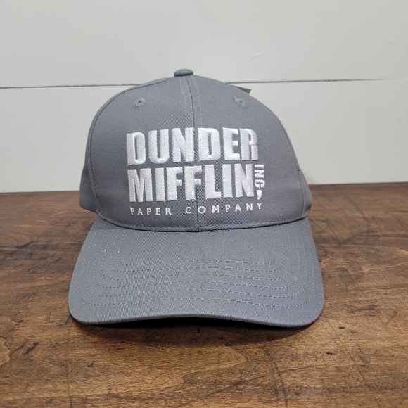 NWT Dunder Mifflin Inc Paper Company Grey Embroidered Hat from The Office Unisex - Picture 1 of 7